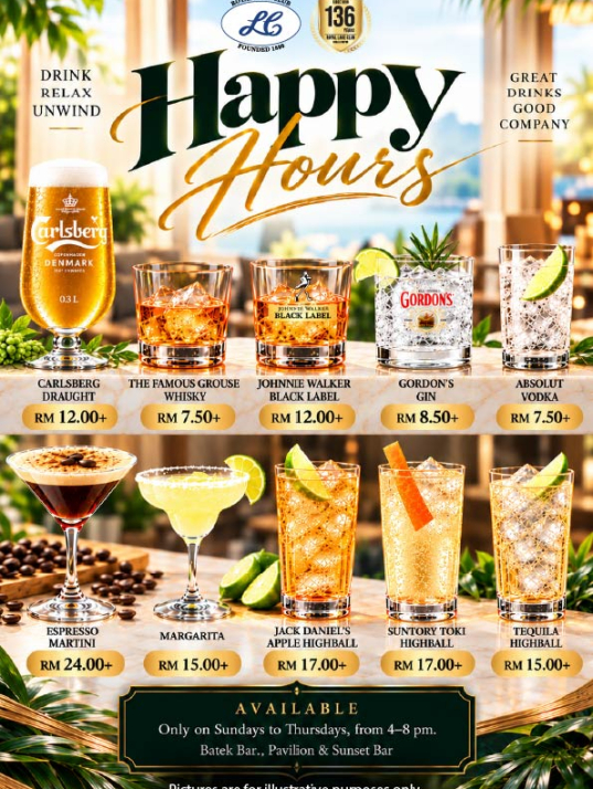 Happy Hours Drink Menu